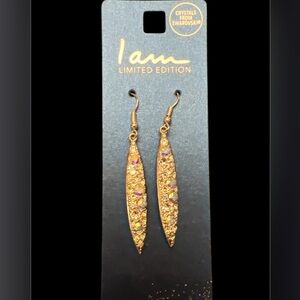 I AM Limited Edition Silver Tone Iridescent Swarovski Crystals Dangling Earrings